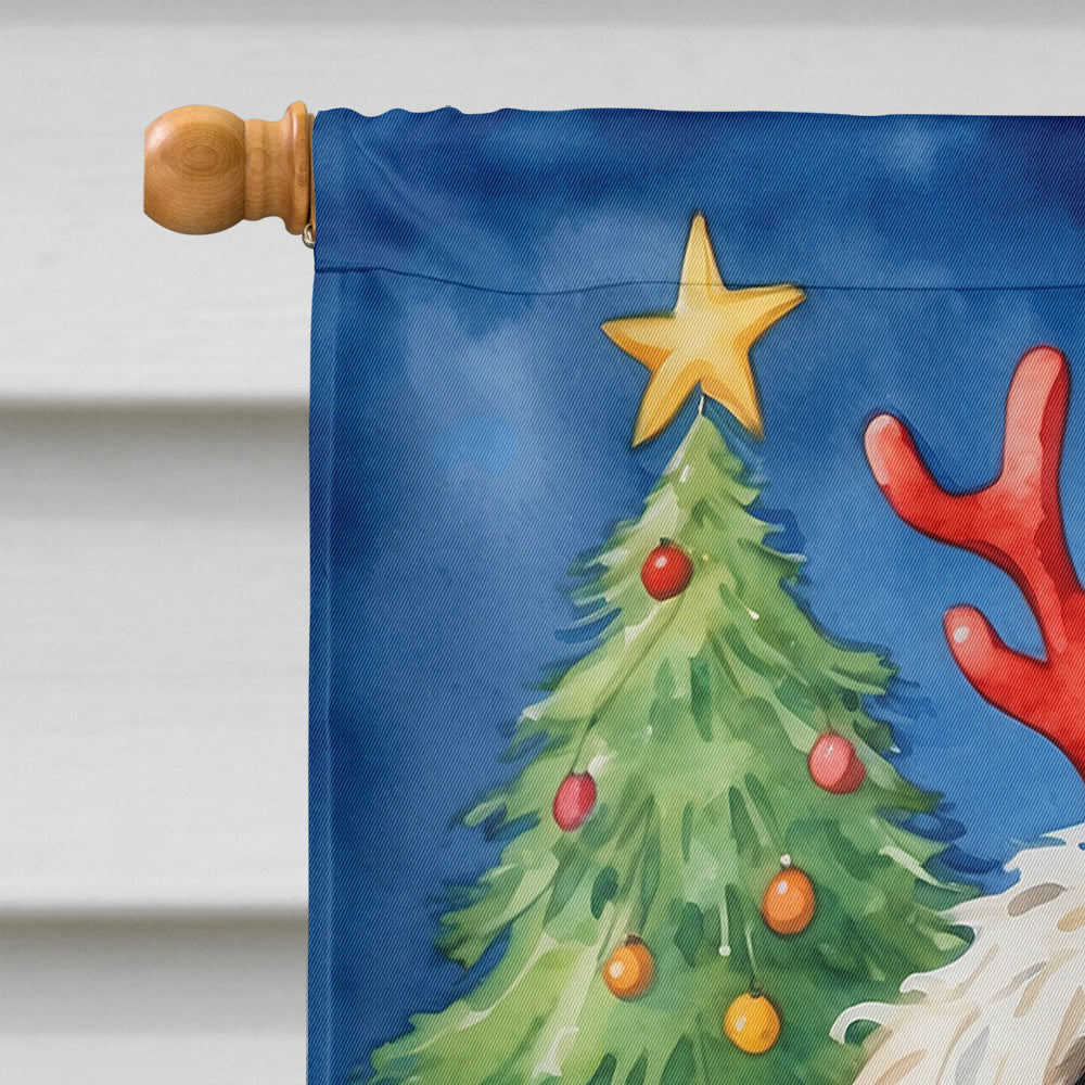 Komondor Christmas Reindeer House Flag 28x40 Porch Sleeve Pole Decorative Outside Yard Banner Artwork Wall Hanging, Polyester