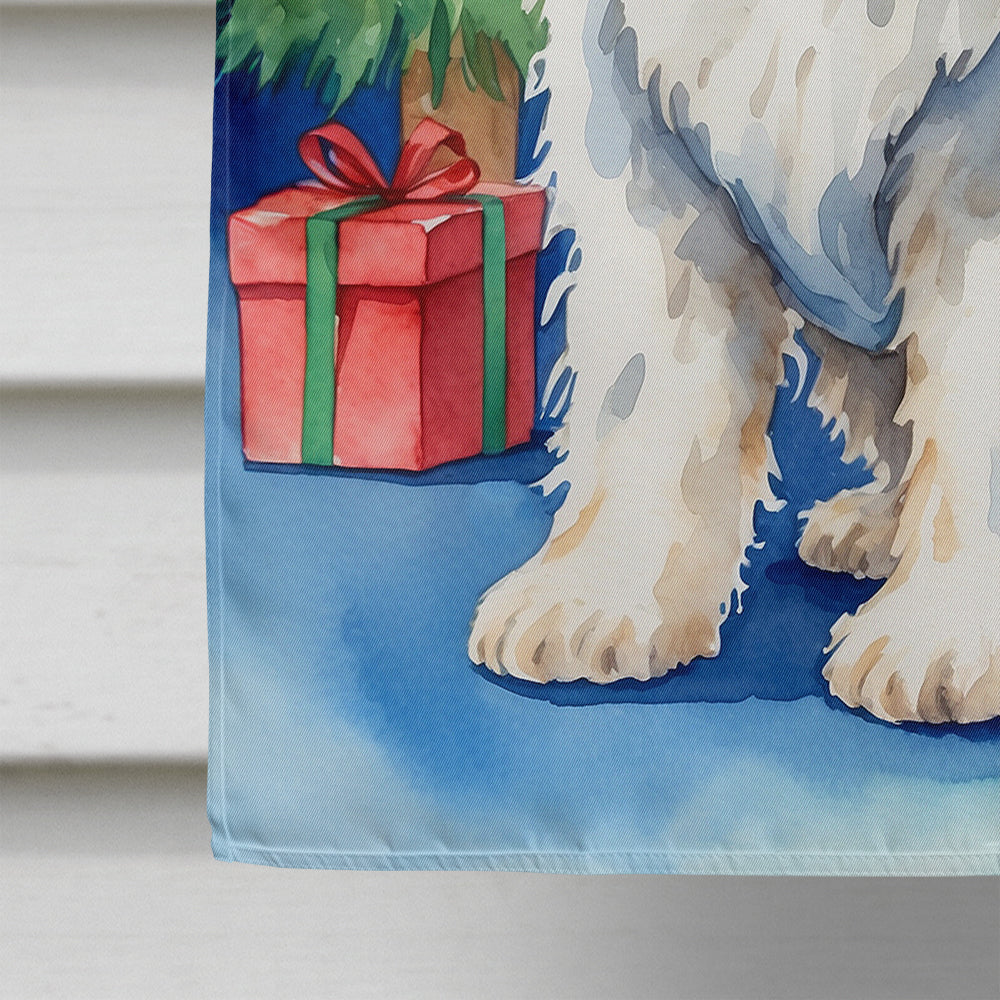 Komondor Christmas Reindeer House Flag 28x40 Porch Sleeve Pole Decorative Outside Yard Banner Artwork Wall Hanging, Polyester