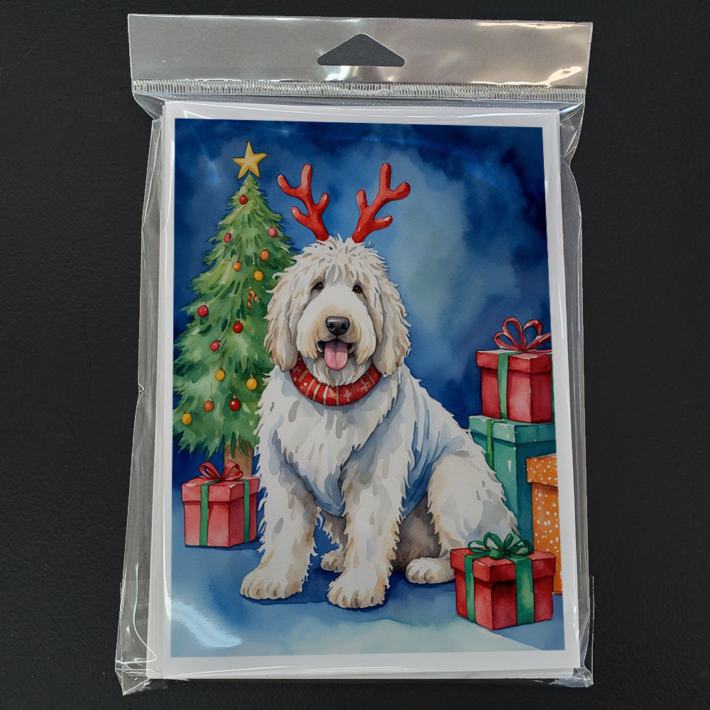 Komondor Christmas Reindeer Greeting Cards Pack of 8 Blank Cards with Envelopes Whimsical A7 Size 5x7