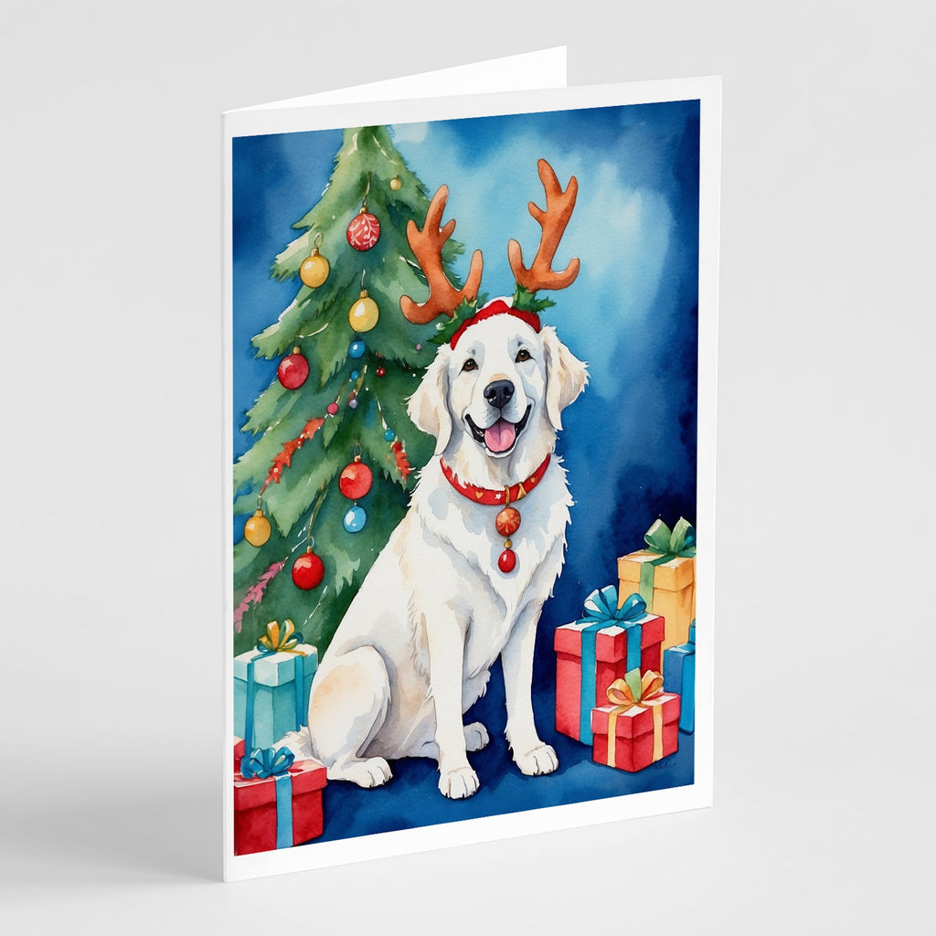 Kuvasz Christmas Reindeer Greeting Cards Pack of 8 Blank Cards with Envelopes Whimsical A7 Size 5x7