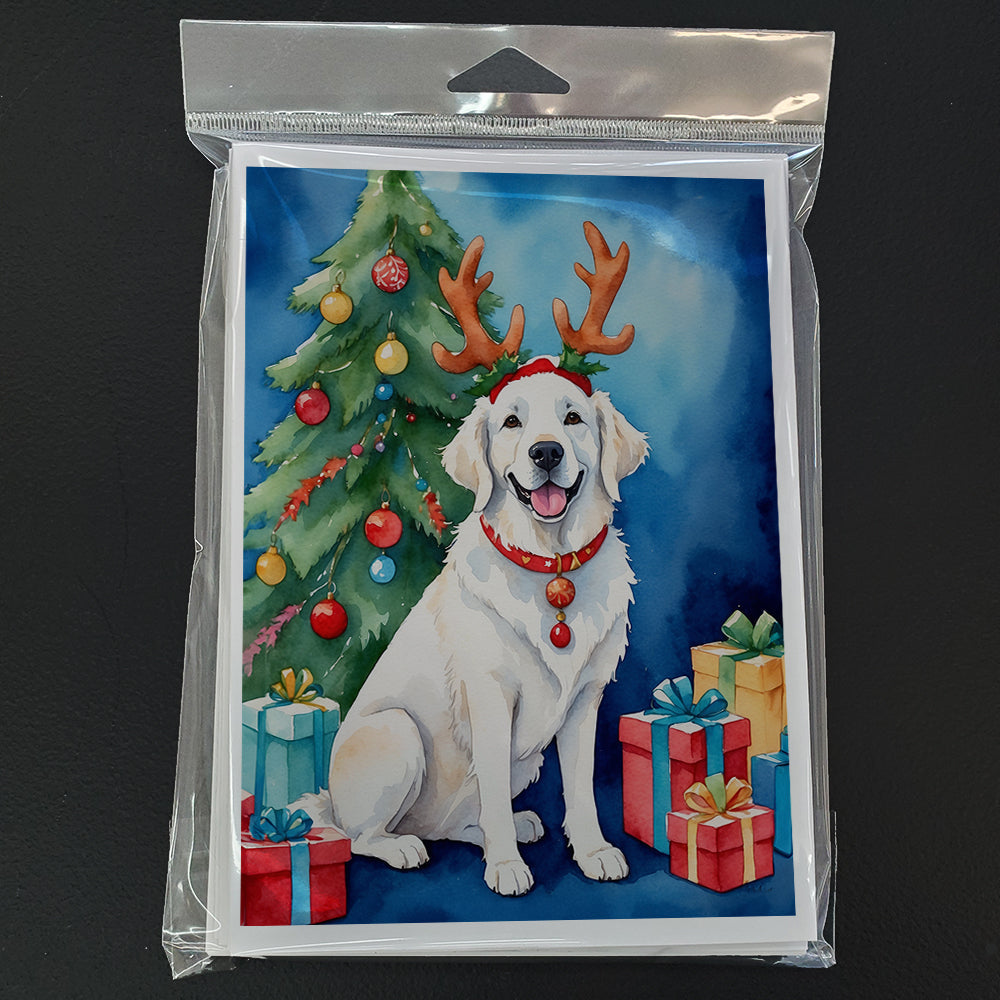 Kuvasz Christmas Reindeer Greeting Cards Pack of 8 Blank Cards with Envelopes Whimsical A7 Size 5x7