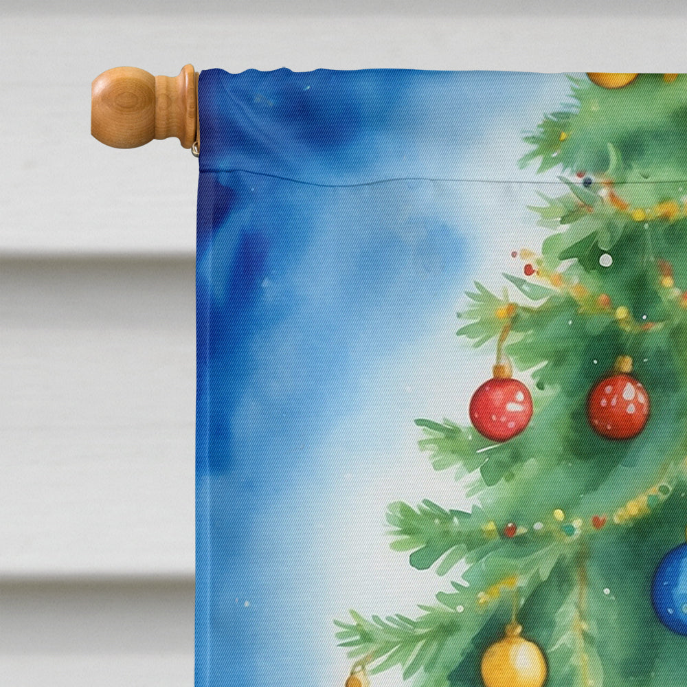 Black Labrador Retriever Christmas Reindeer House Flag 28x40 Porch Sleeve Pole Decorative Outside Yard Banner Artwork Wall Hanging, Polyester