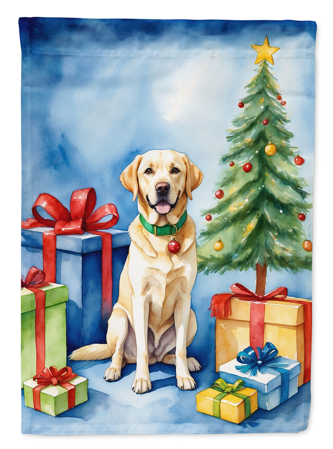 Yellow Labrador Retriever Christmas Reindeer House Flag 28x40 Porch Sleeve Pole Decorative Outside Yard Banner Artwork Wall Hanging, Polyester