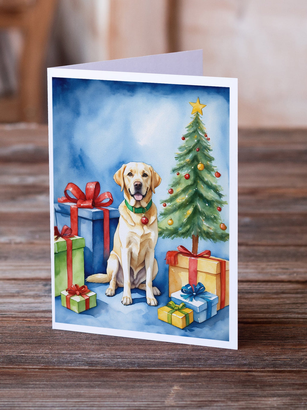 Yellow Labrador Retriever Christmas Reindeer Greeting Cards Pack of 8 Blank Cards with Envelopes Whimsical A7 Size 5x7
