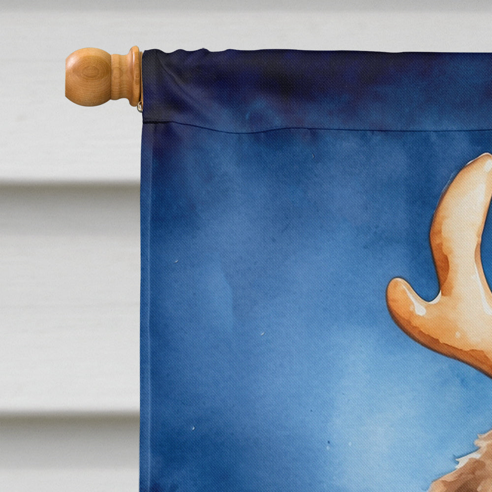 Labradoodle Christmas Reindeer House Flag 28x40 Porch Sleeve Pole Decorative Outside Yard Banner Artwork Wall Hanging, Polyester