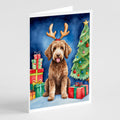 Labradoodle Christmas Reindeer Greeting Cards Pack of 8 Blank Cards with Envelopes Whimsical A7 Size 5x7