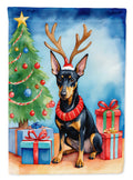 Manchester Terrier Christmas Reindeer House Flag 28x40 Porch Sleeve Pole Decorative Outside Yard Banner Artwork Wall Hanging, Polyester