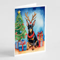 Manchester Terrier Christmas Reindeer Greeting Cards Pack of 8 Blank Cards with Envelopes Whimsical A7 Size 5x7
