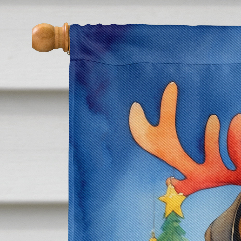 Mastiff Christmas Reindeer House Flag 28x40 Porch Sleeve Pole Decorative Outside Yard Banner Artwork Wall Hanging, Polyester