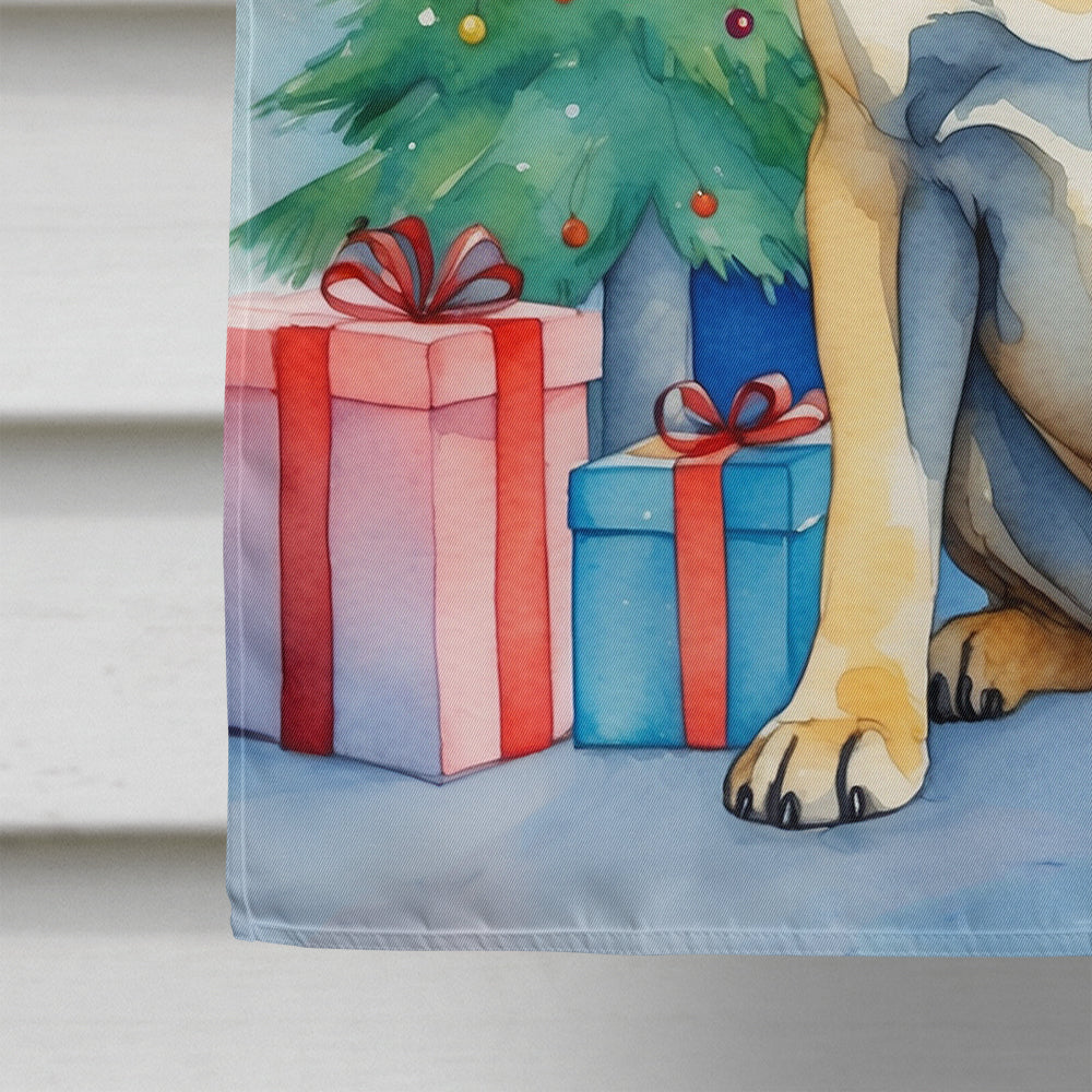 Mastiff Christmas Reindeer House Flag 28x40 Porch Sleeve Pole Decorative Outside Yard Banner Artwork Wall Hanging, Polyester