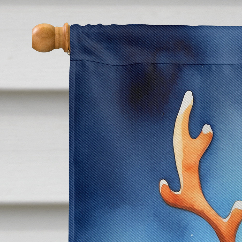 Miniature Pinscher Christmas Reindeer House Flag 28x40 Porch Sleeve Pole Decorative Outside Yard Banner Artwork Wall Hanging, Polyester