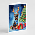 Miniature Pinscher Christmas Reindeer Greeting Cards Pack of 8 Blank Cards with Envelopes Whimsical A7 Size 5x7