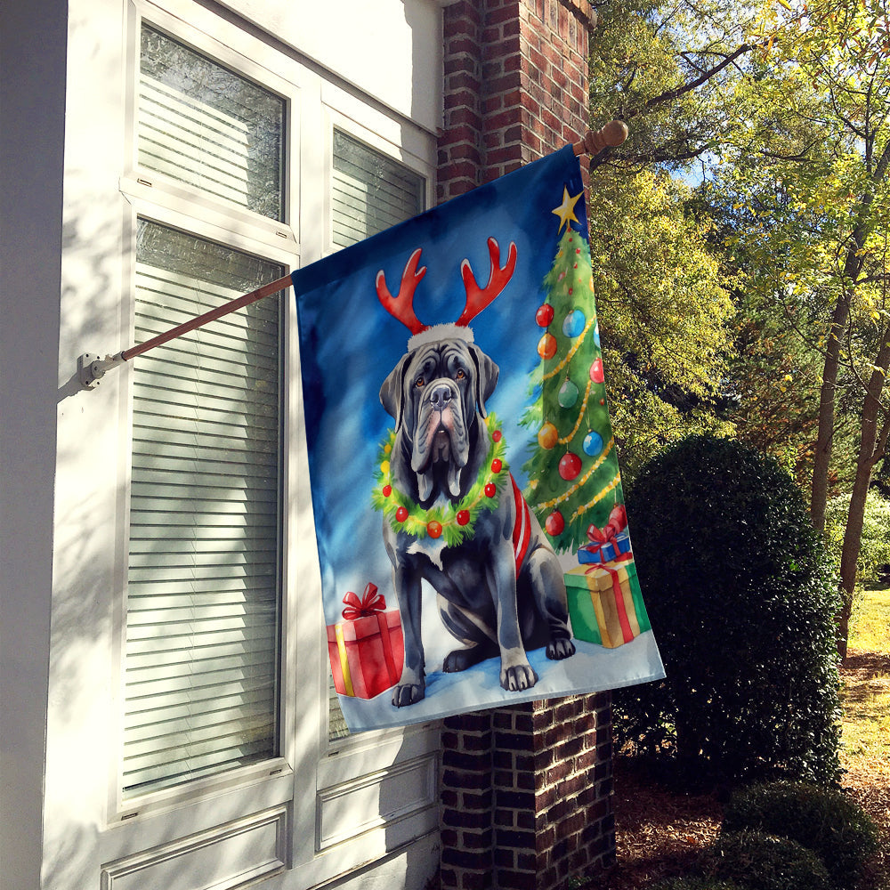 Neapolitan Mastiff Christmas Reindeer House Flag 28x40 Porch Sleeve Pole Decorative Outside Yard Banner Artwork Wall Hanging, Polyester