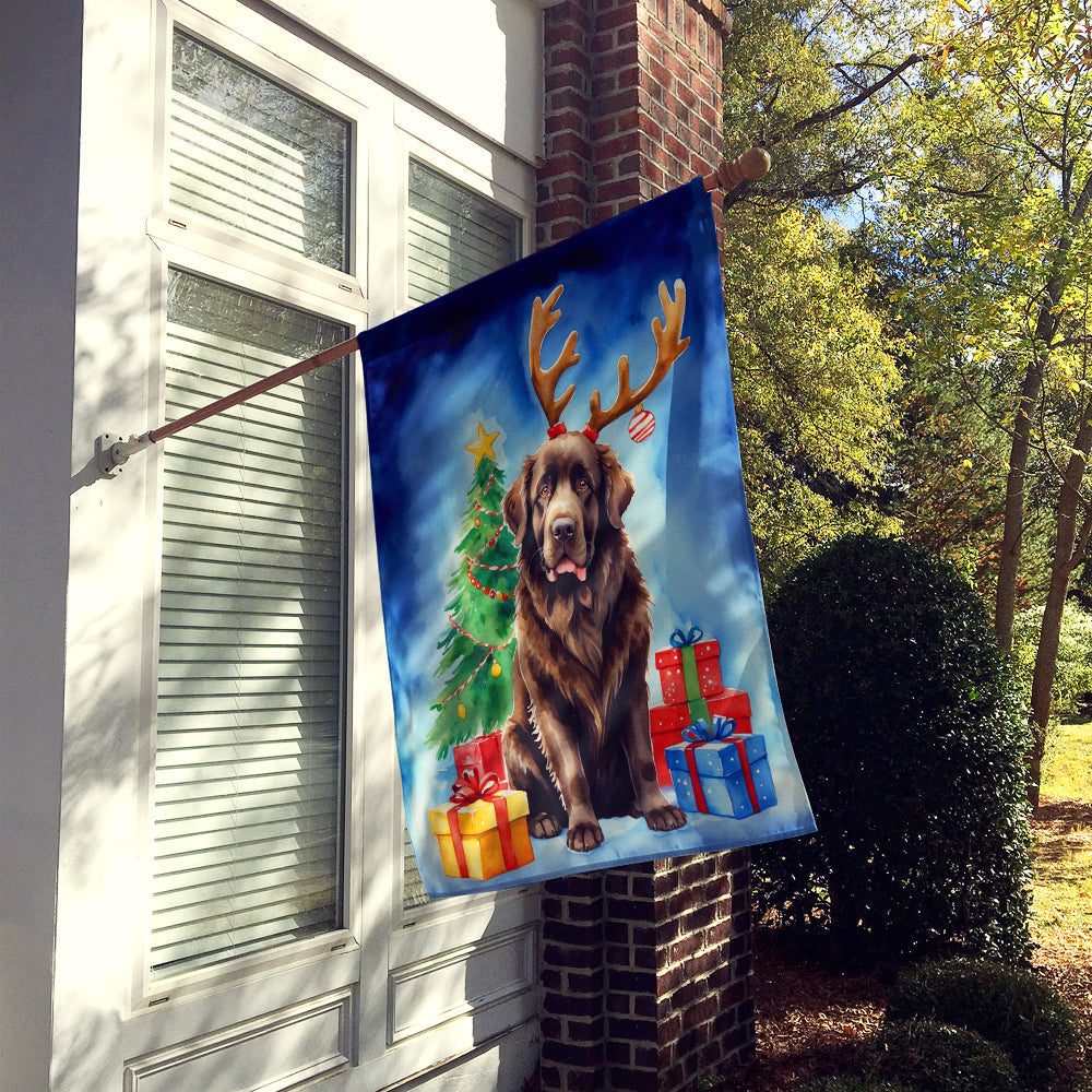 Chocolate Christmas Reindeer House Flag 28x40 Porch Sleeve Pole Decorative Outside Yard Banner Artwork Wall Hanging, Polyester