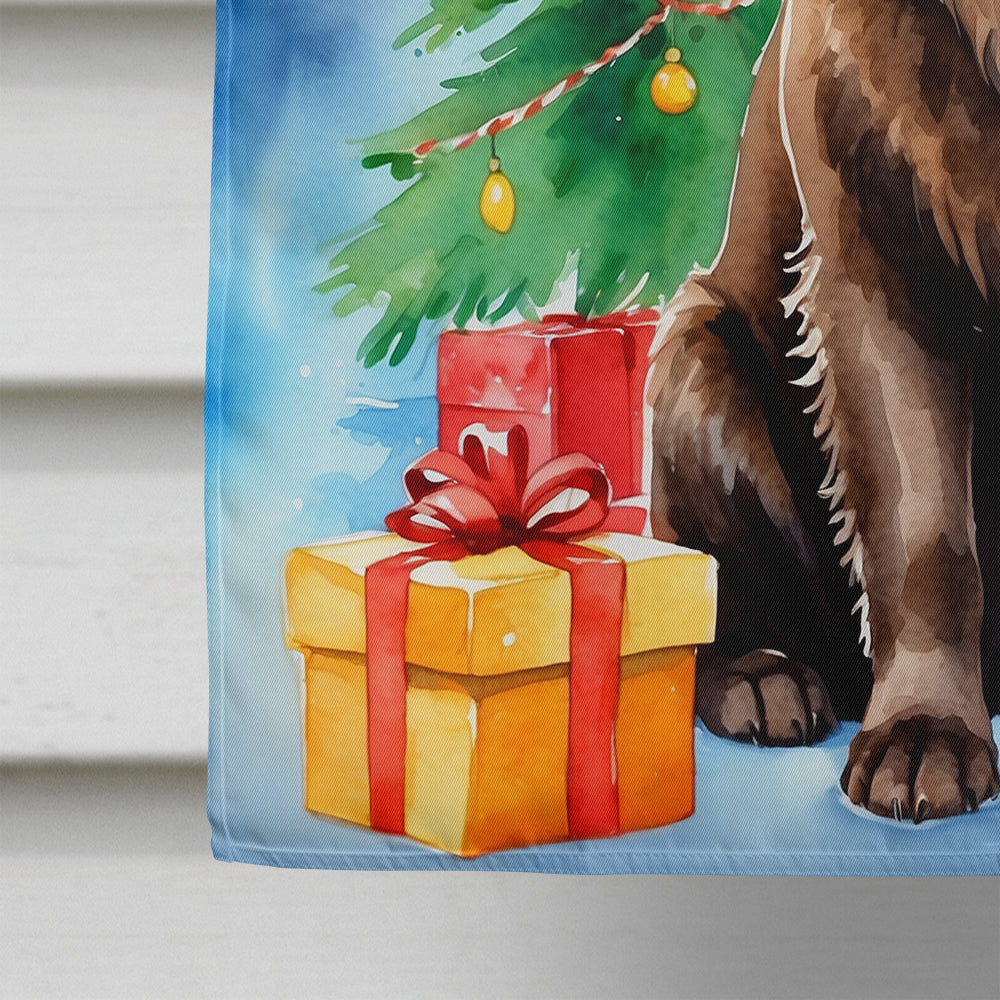 Chocolate Christmas Reindeer House Flag 28x40 Porch Sleeve Pole Decorative Outside Yard Banner Artwork Wall Hanging, Polyester
