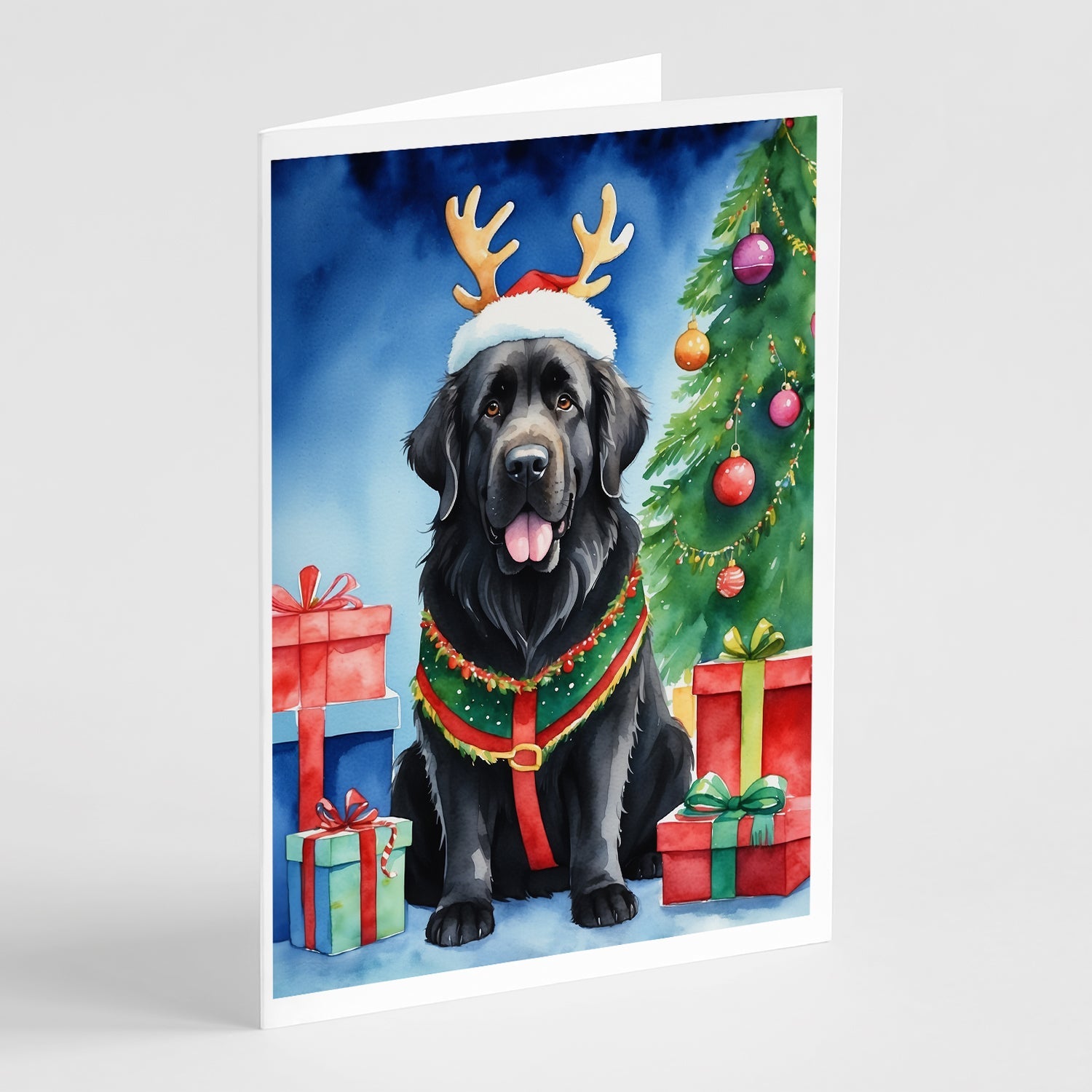 Newfoundland Christmas Reindeer Greeting Cards Pack of 8 Blank Cards with Envelopes Whimsical A7 Size 5x7