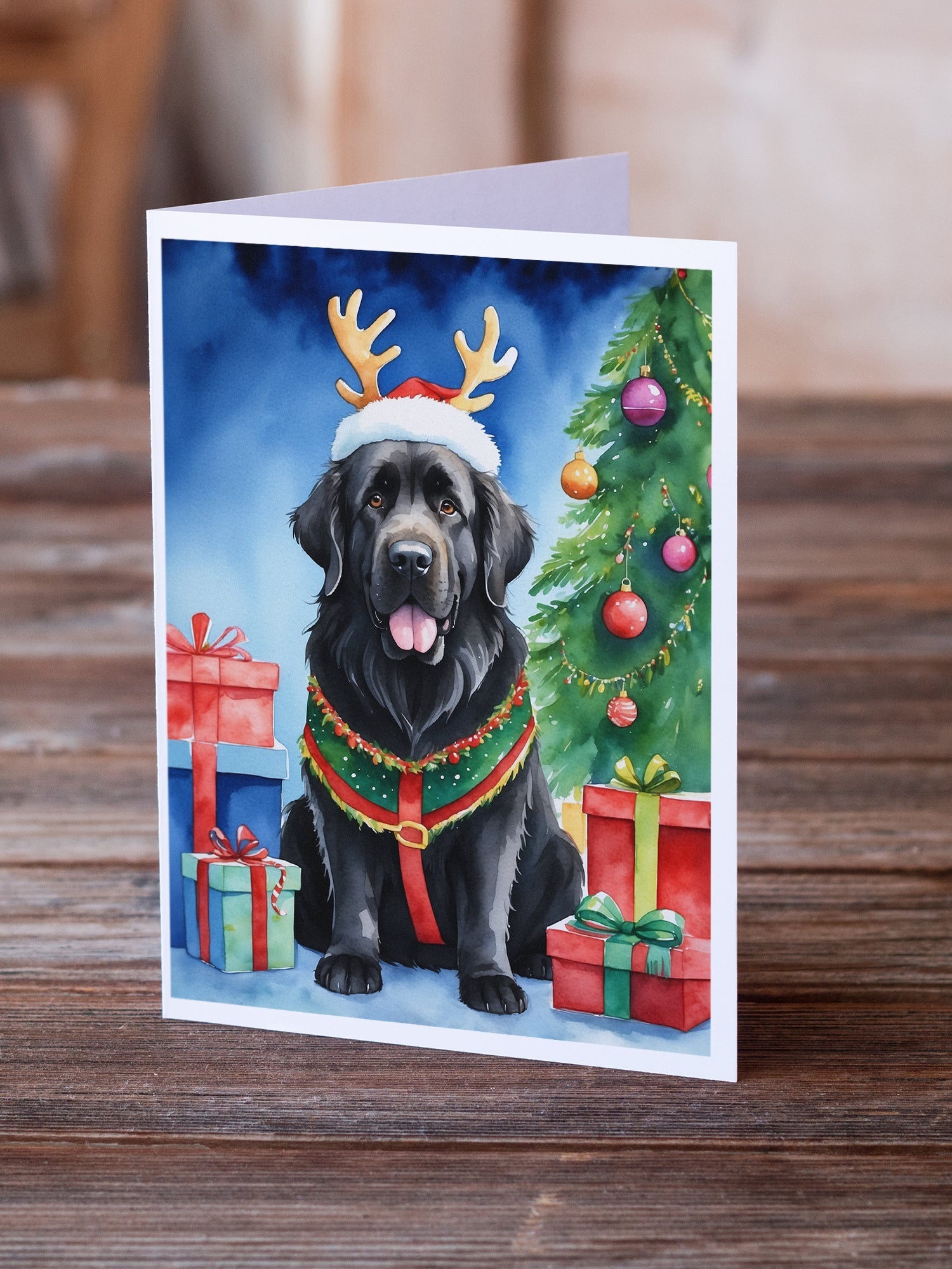 Newfoundland Christmas Reindeer Greeting Cards Pack of 8 Blank Cards with Envelopes Whimsical A7 Size 5x7