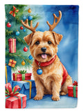 Norfolk Terrier Christmas Reindeer House Flag 28x40 Porch Sleeve Pole Decorative Outside Yard Banner Artwork Wall Hanging, Polyester
