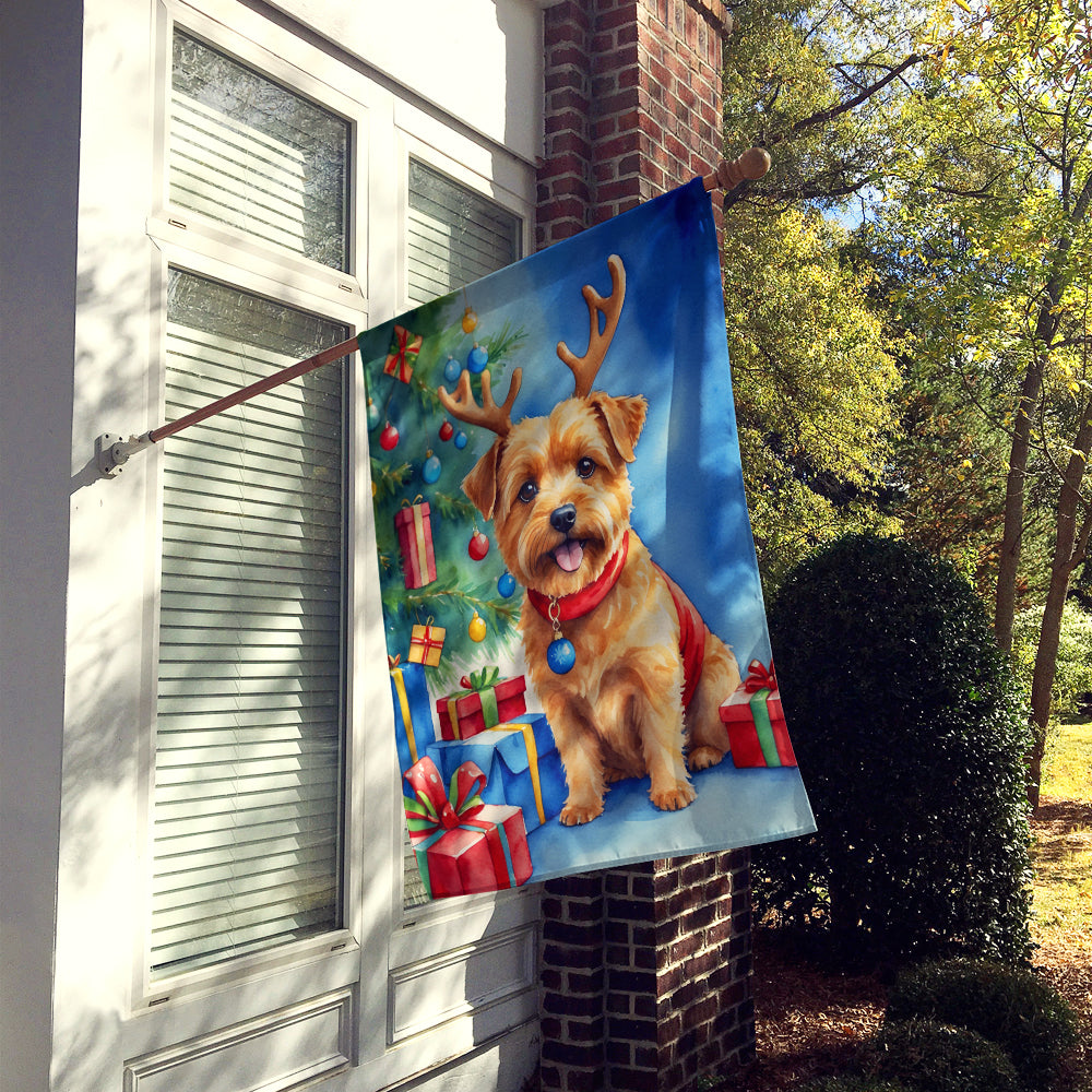 Norfolk Terrier Christmas Reindeer House Flag 28x40 Porch Sleeve Pole Decorative Outside Yard Banner Artwork Wall Hanging, Polyester