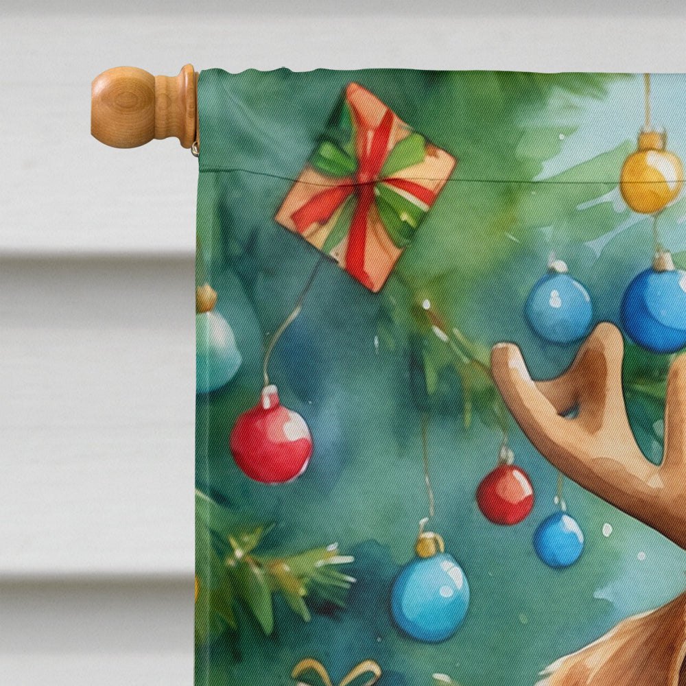 Norfolk Terrier Christmas Reindeer House Flag 28x40 Porch Sleeve Pole Decorative Outside Yard Banner Artwork Wall Hanging, Polyester