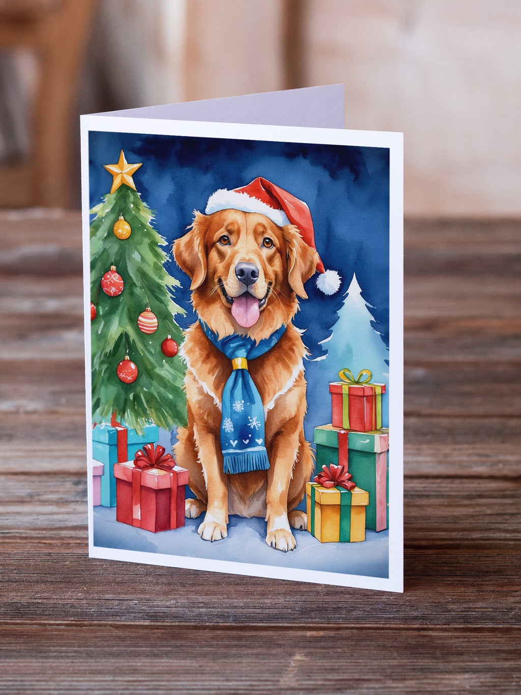 Nova Scotia Duck Tolling Retriever Christmas Reindeer Greeting Cards Pack of 8 Blank Cards with Envelopes Whimsical A7 Size 5x7