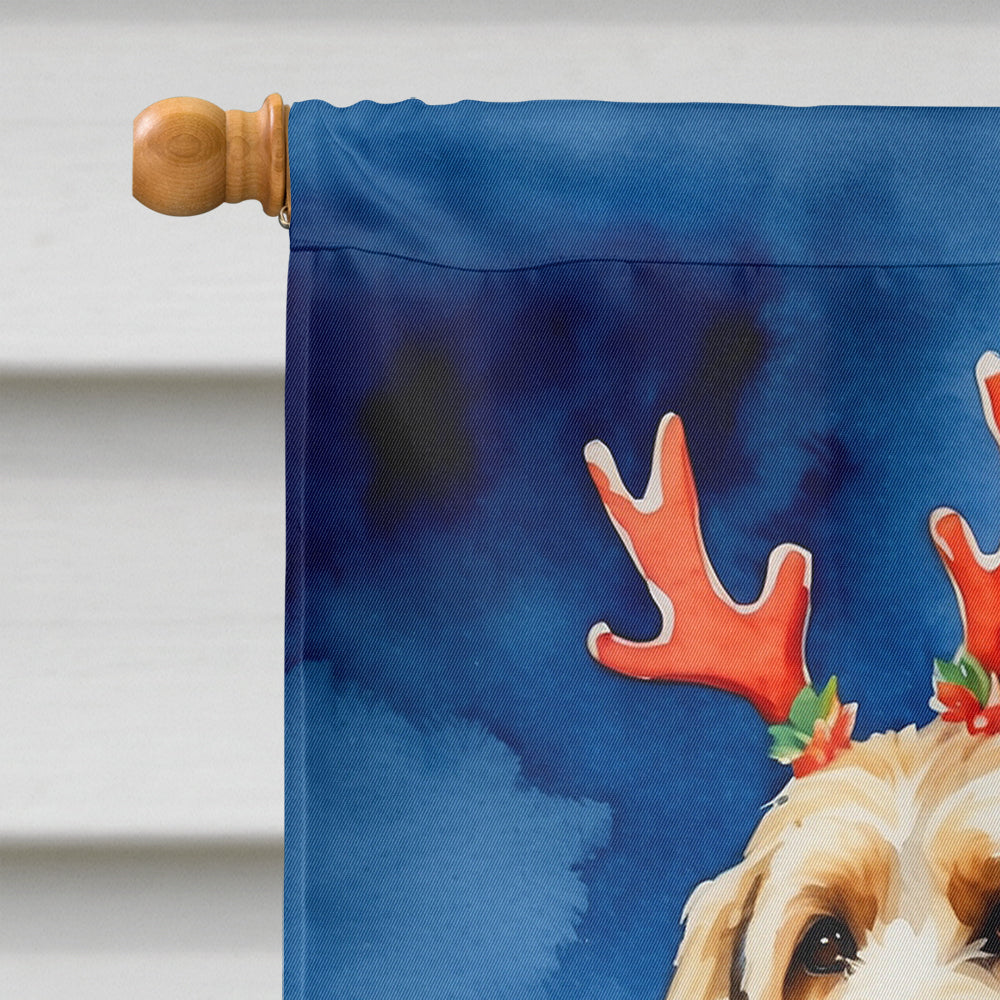 Otterhound Christmas Reindeer House Flag 28x40 Porch Sleeve Pole Decorative Outside Yard Banner Artwork Wall Hanging, Polyester