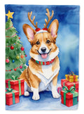 Corgi Christmas Reindeer House Flag 28x40 Porch Sleeve Pole Decorative Outside Yard Banner Artwork Wall Hanging, Polyester