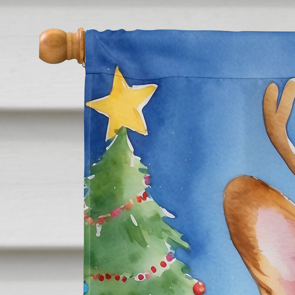 Corgi Christmas Reindeer House Flag 28x40 Porch Sleeve Pole Decorative Outside Yard Banner Artwork Wall Hanging, Polyester