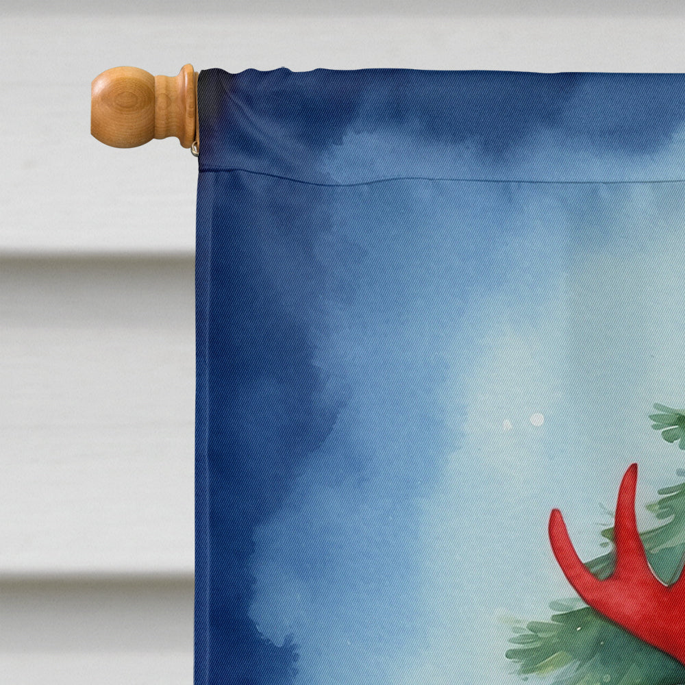 Pit Bull Terrier Christmas Reindeer House Flag 28x40 Porch Sleeve Pole Decorative Outside Yard Banner Artwork Wall Hanging, Polyester