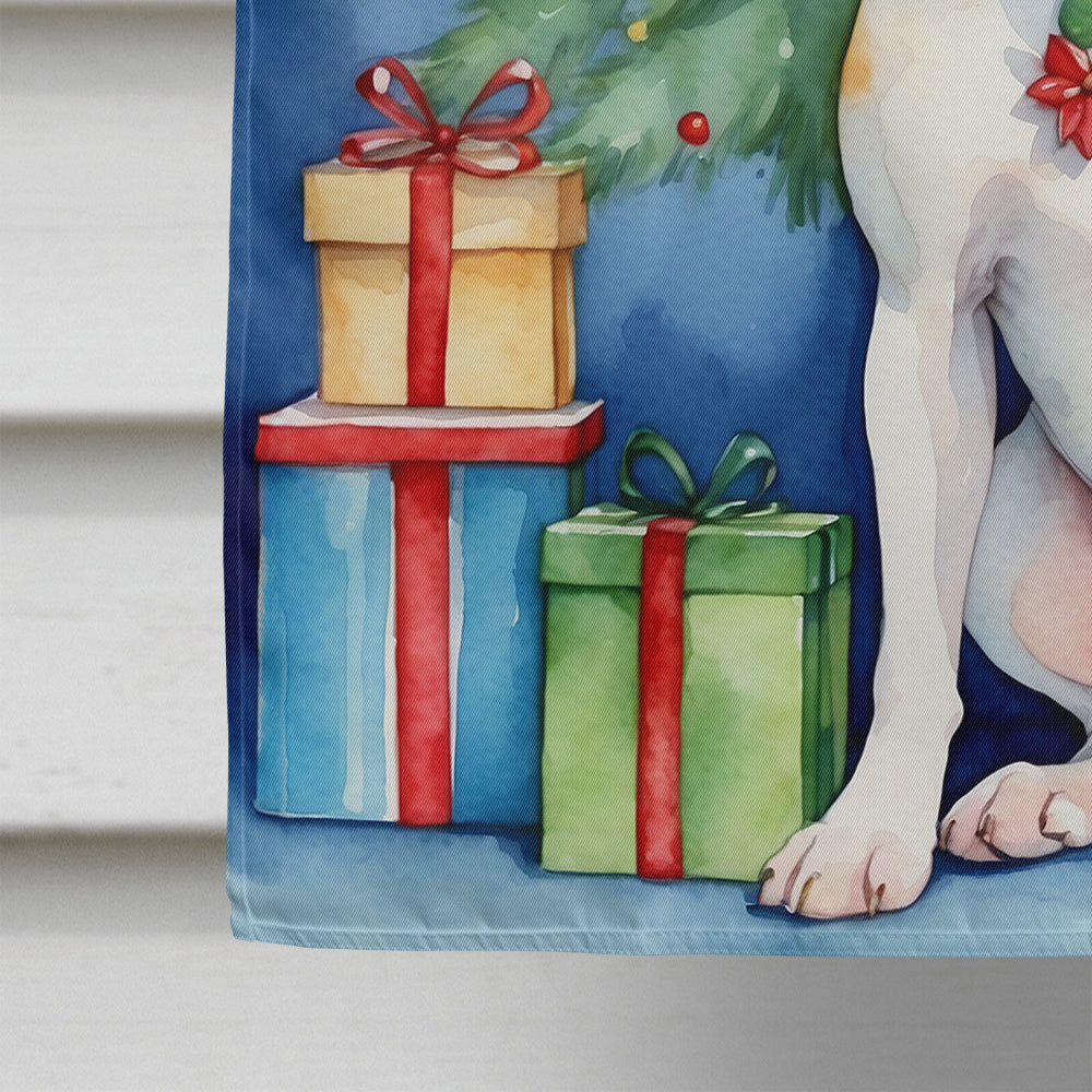 Pit Bull Terrier Christmas Reindeer House Flag 28x40 Porch Sleeve Pole Decorative Outside Yard Banner Artwork Wall Hanging, Polyester