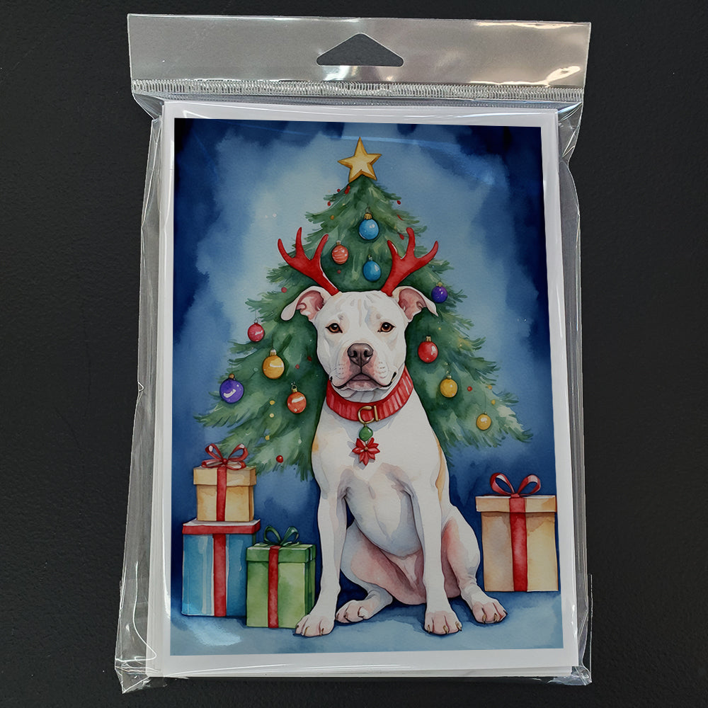 Pit Bull Terrier Christmas Reindeer Greeting Cards Pack of 8 Blank Cards with Envelopes Whimsical A7 Size 5x7