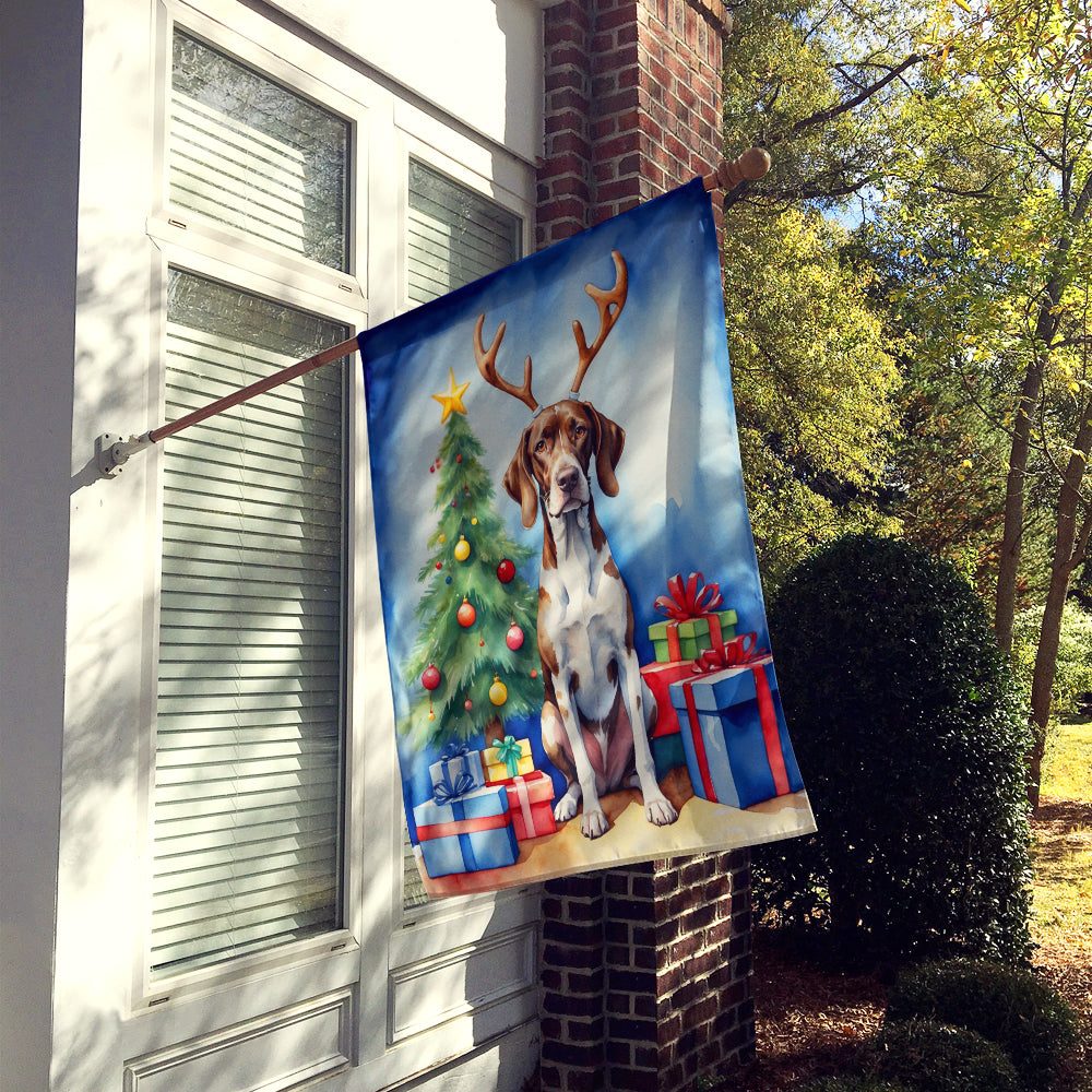 Pointer Christmas Reindeer House Flag 28x40 Porch Sleeve Pole Decorative Outside Yard Banner Artwork Wall Hanging, Polyester