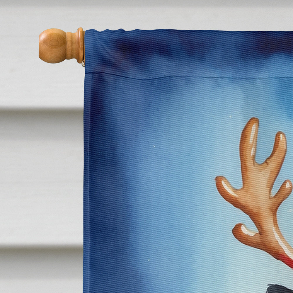 Pomeranian Christmas Reindeer House Flag 28x40 Porch Sleeve Pole Decorative Outside Yard Banner Artwork Wall Hanging, Polyester