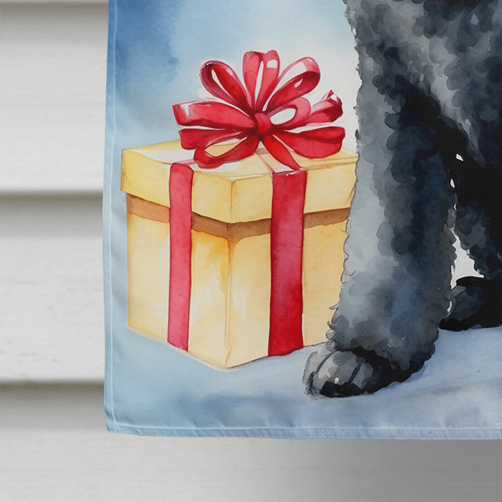 Black Standard Poodle Christmas Reindeer House Flag 28x40 Porch Sleeve Pole Decorative Outside Yard Banner Artwork Wall Hanging, Polyester