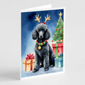 Black Standard Poodle Christmas Reindeer Greeting Cards Pack of 8 Blank Cards with Envelopes Whimsical A7 Size 5x7