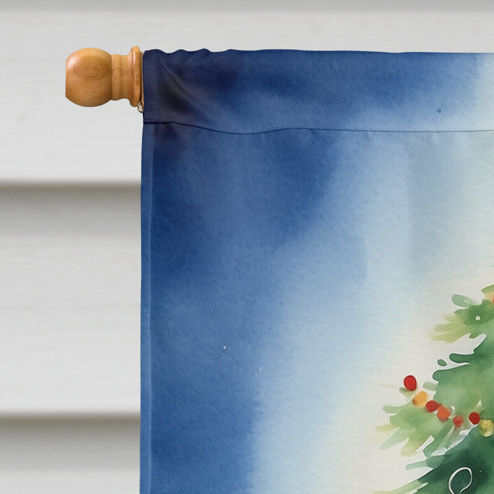 Black Toy Poodle Christmas Reindeer House Flag 28x40 Porch Sleeve Pole Decorative Outside Yard Banner Artwork Wall Hanging, Polyester