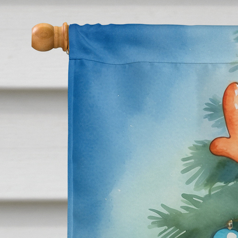White Toy Poodle Christmas Reindeer House Flag 28x40 Porch Sleeve Pole Decorative Outside Yard Banner Artwork Wall Hanging, Polyester