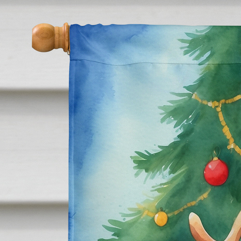 Pug Christmas Reindeer House Flag 28x40 Porch Sleeve Pole Decorative Outside Yard Banner Artwork Wall Hanging, Polyester