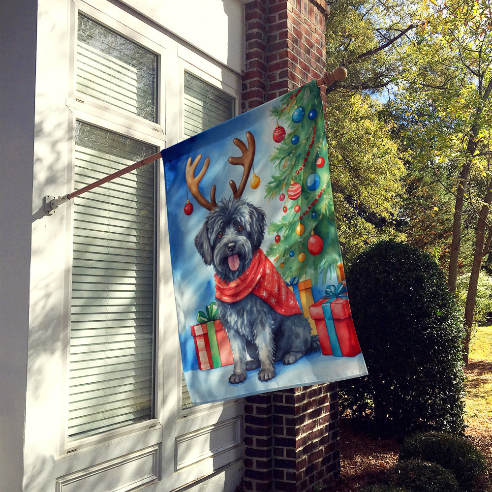 Puli Christmas Reindeer House Flag 28x40 Porch Sleeve Pole Decorative Outside Yard Banner Artwork Wall Hanging, Polyester