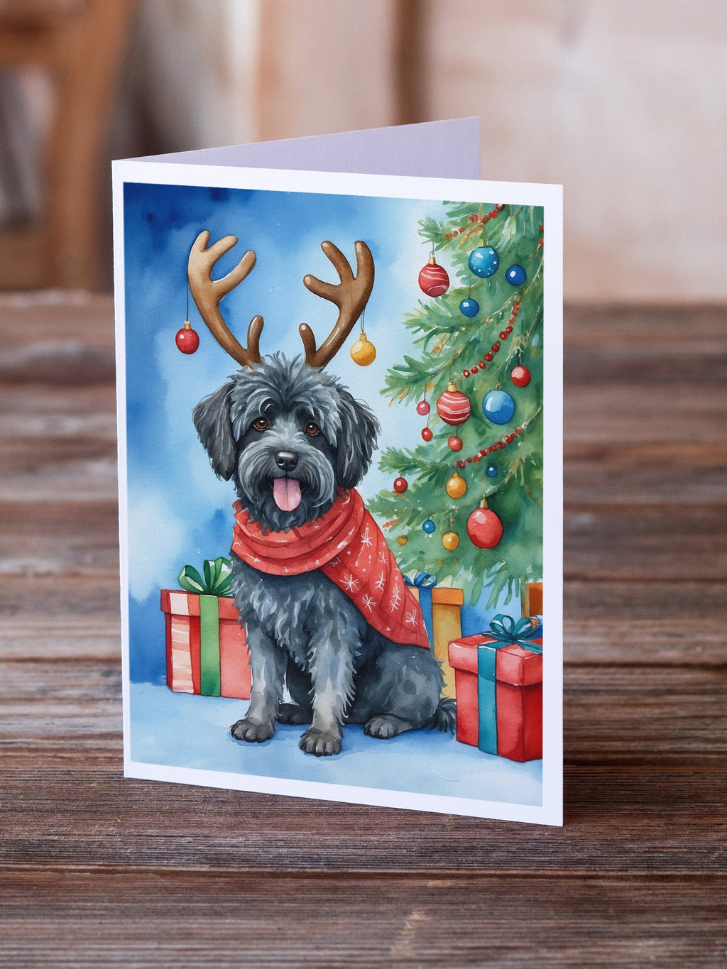 Puli Christmas Reindeer Greeting Cards Pack of 8 Blank Cards with Envelopes Whimsical A7 Size 5x7