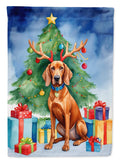 Redbone Coonhound Christmas Reindeer House Flag 28x40 Porch Sleeve Pole Decorative Outside Yard Banner Artwork Wall Hanging, Polyester