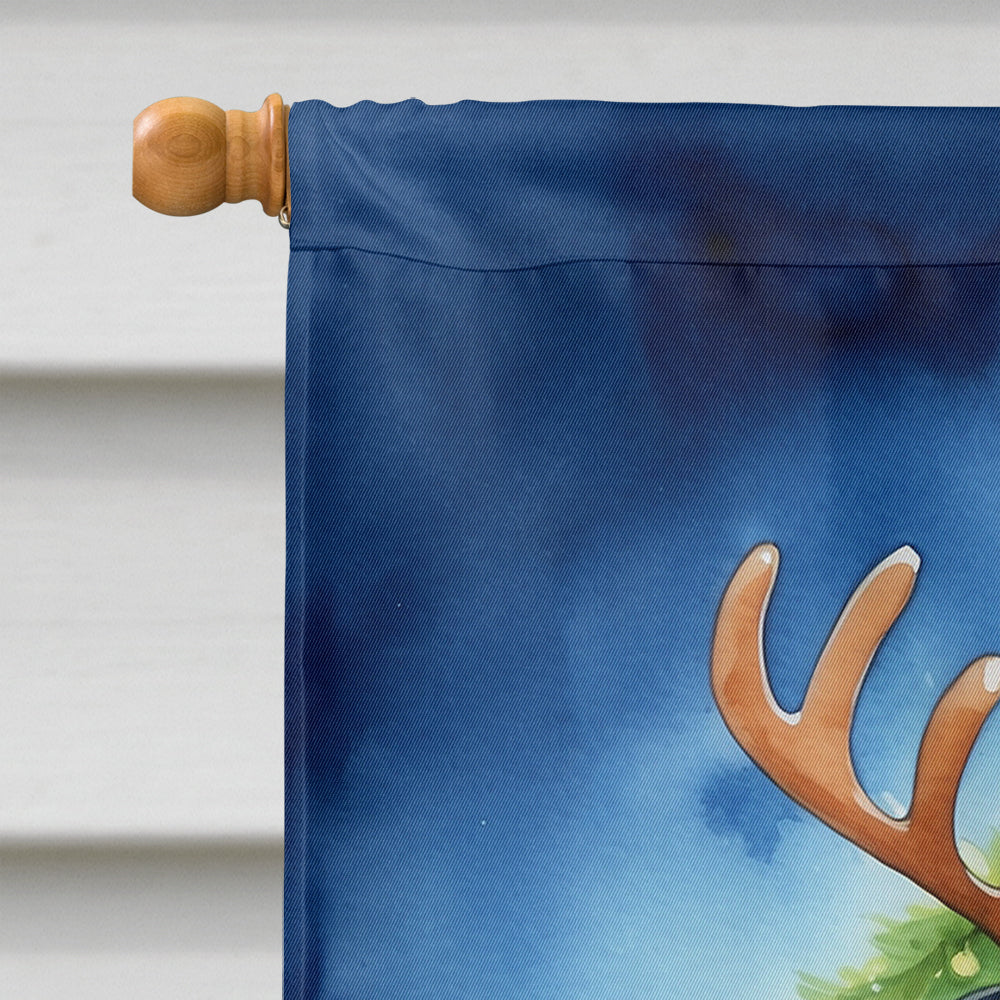 Rottweiler Christmas Reindeer House Flag 28x40 Porch Sleeve Pole Decorative Outside Yard Banner Artwork Wall Hanging, Polyester