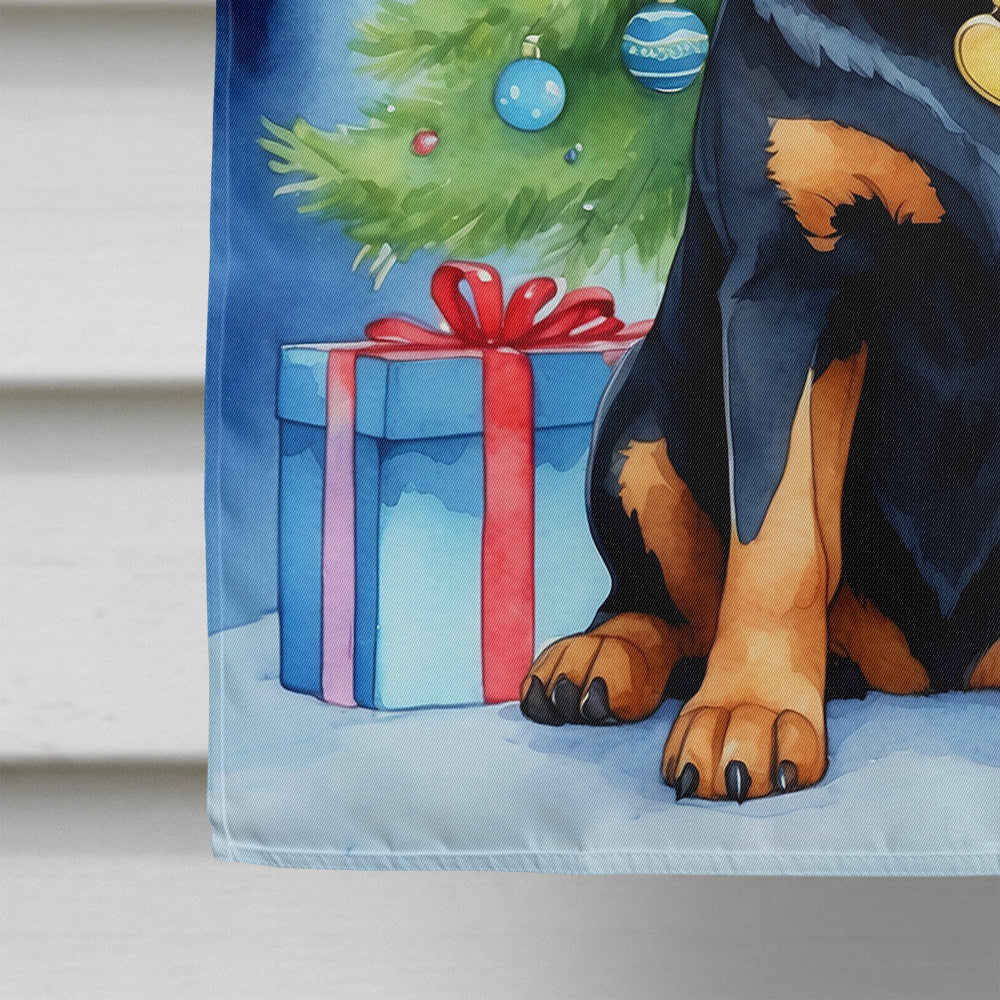 Rottweiler Christmas Reindeer House Flag 28x40 Porch Sleeve Pole Decorative Outside Yard Banner Artwork Wall Hanging, Polyester