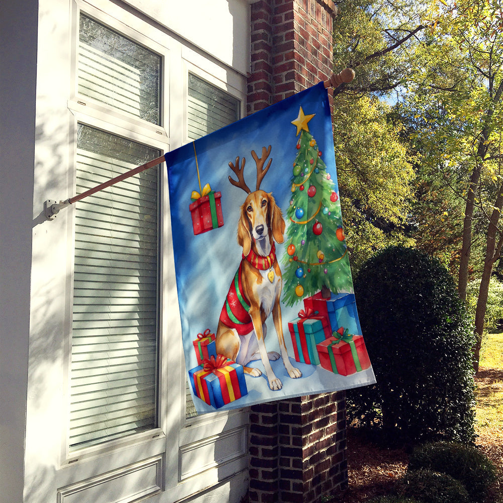 Saluki Christmas Reindeer House Flag 28x40 Porch Sleeve Pole Decorative Outside Yard Banner Artwork Wall Hanging, Polyester