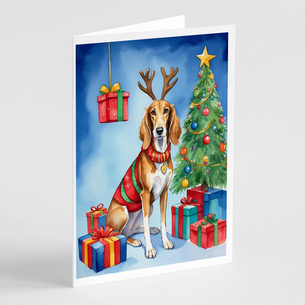 Saluki Christmas Reindeer Greeting Cards Pack of 8 Blank Cards with Envelopes Whimsical A7 Size 5x7