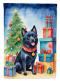 Schipperke Christmas Reindeer House Flag 28x40 Porch Sleeve Pole Decorative Outside Yard Banner Artwork Wall Hanging, Polyester