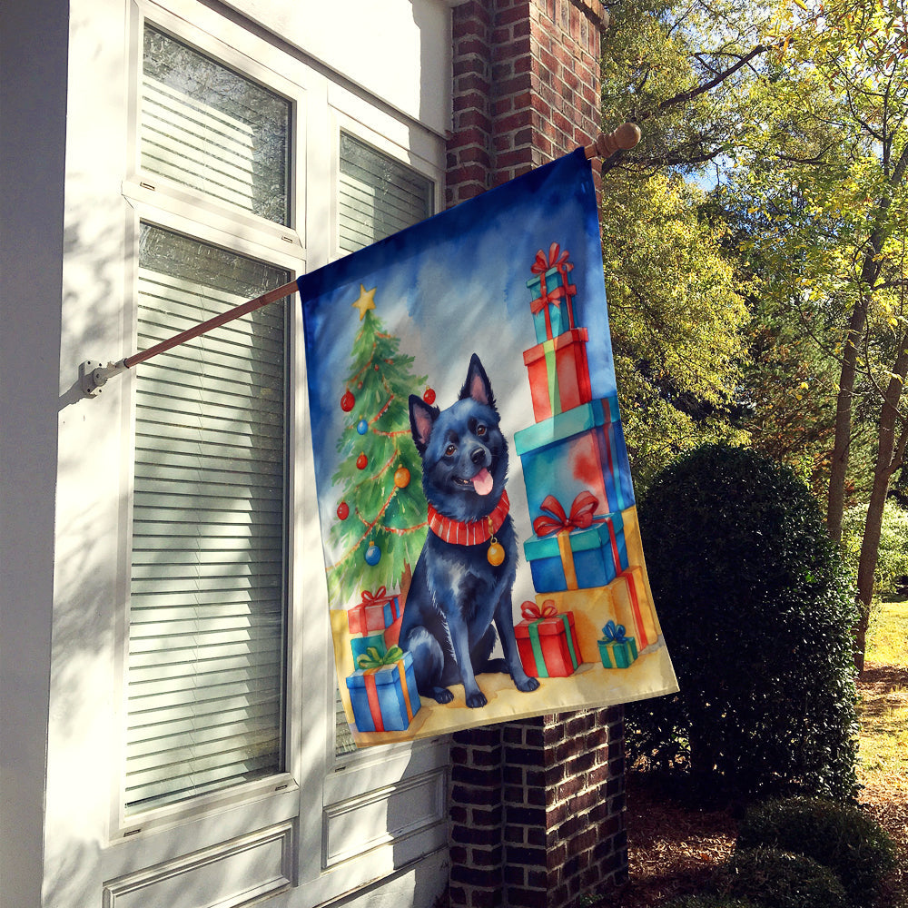 Schipperke Christmas Reindeer House Flag 28x40 Porch Sleeve Pole Decorative Outside Yard Banner Artwork Wall Hanging, Polyester