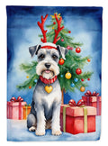 Schnauzer Christmas Reindeer House Flag 28x40 Porch Sleeve Pole Decorative Outside Yard Banner Artwork Wall Hanging, Polyester