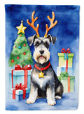 Schnauzer Christmas Reindeer House Flag 28x40 Porch Sleeve Pole Decorative Outside Yard Banner Artwork Wall Hanging, Polyester