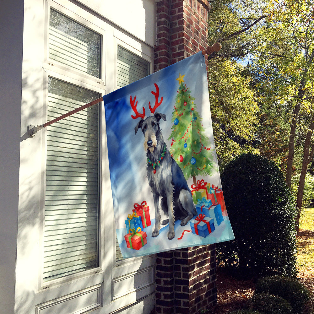 Scottish Deerhound Christmas Reindeer House Flag 28x40 Porch Sleeve Pole Decorative Outside Yard Banner Artwork Wall Hanging, Polyester
